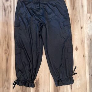 Victoria’s Secret Silk Satin Cargo Pants Pockets Tie Bottom Gaucho